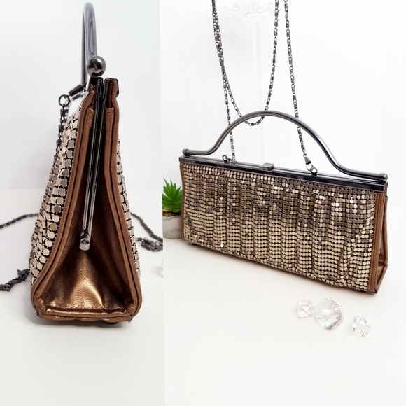 Vintage🔥Metal Geo Mesh Sequin Evening Bag|Shoulder Bag☆Handbag - Picture 7 of 12